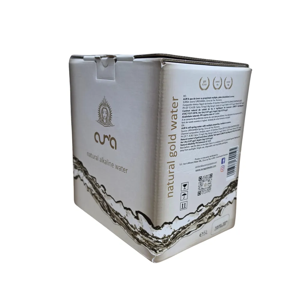 bag in box apa plata alcalina Aura 5L vedere laterala livrare in toata Romania