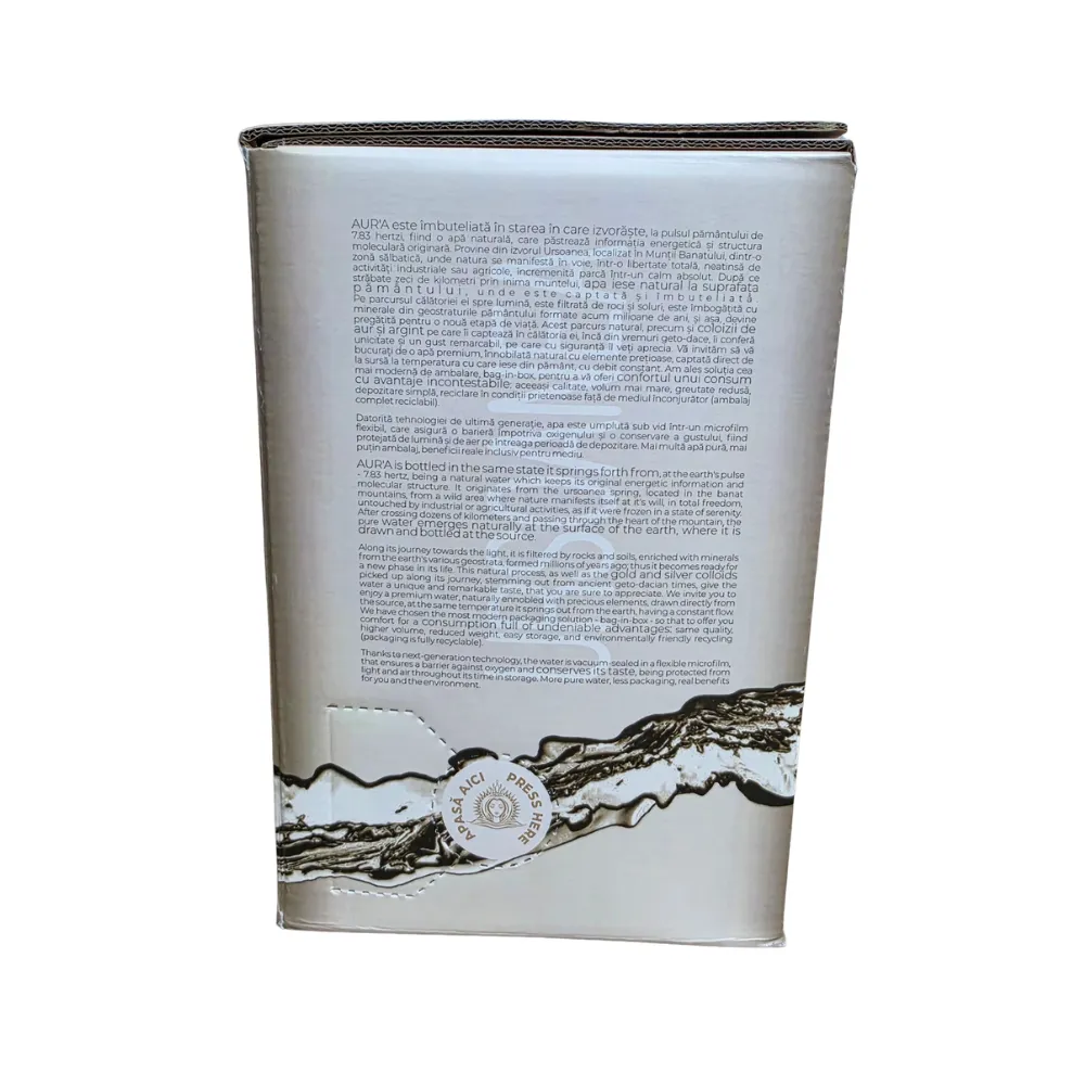 eticheta bag in box apa plata alcalina Aura 5L informatii produs livrare in toata Romania
