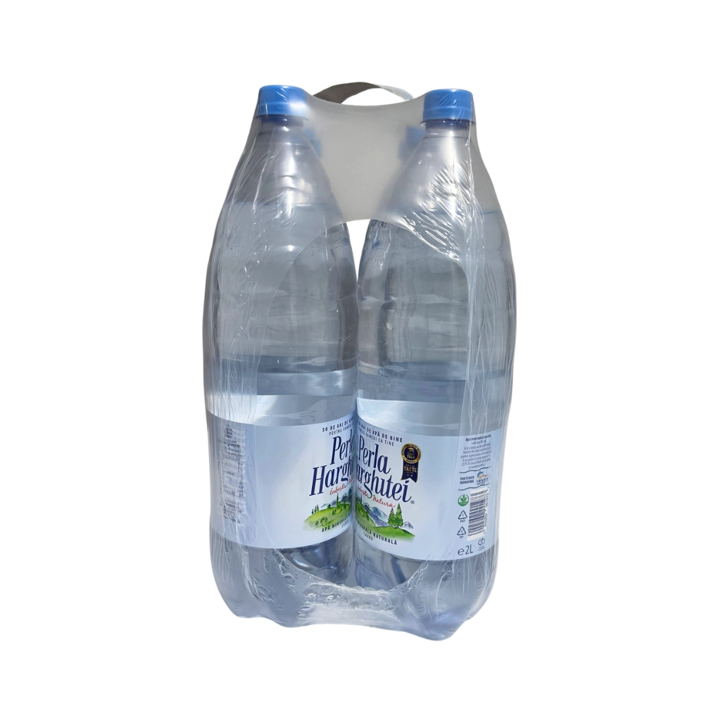 Bax apă minerală naturală carbogazoasă Perla Harghitei 2L PET, vedere laterală