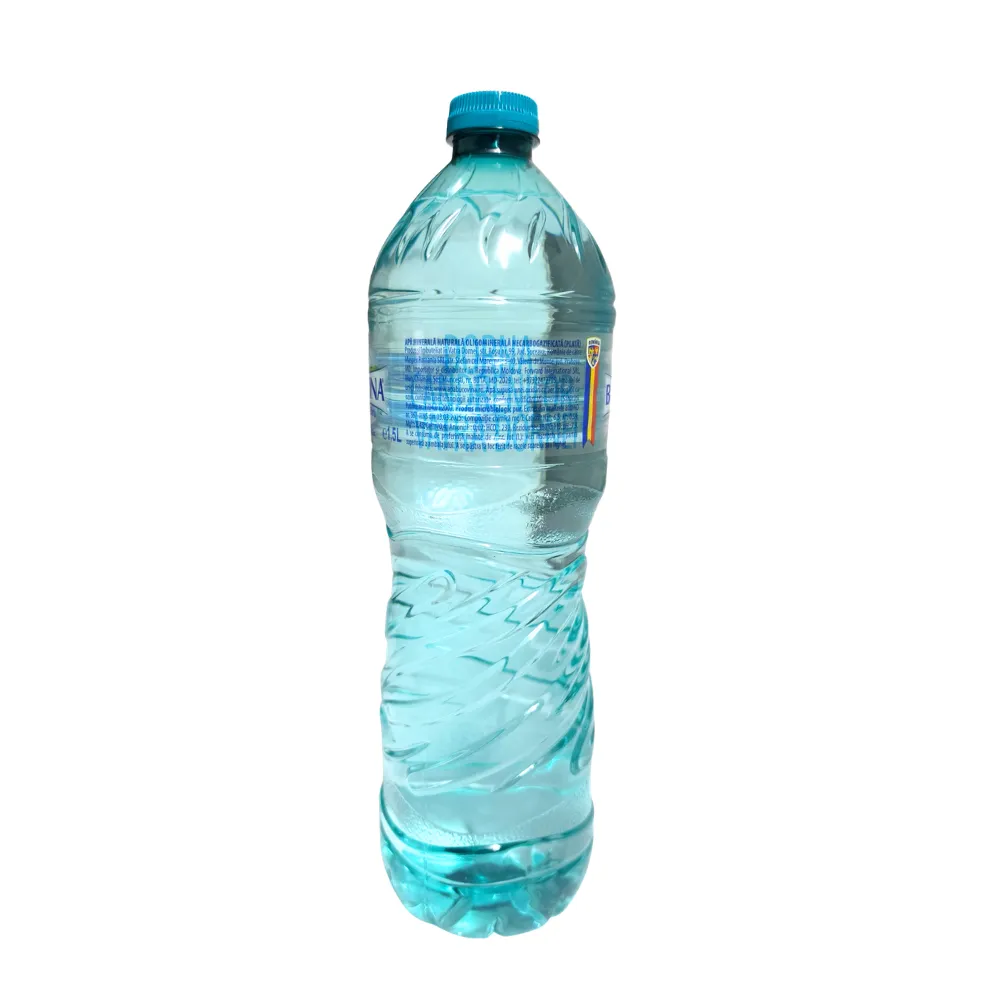 Eticheta apei minerale naturale plate Bucovina 1,5 L cu compoziția chimică