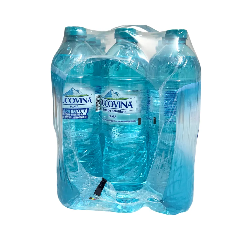 Bax apă minerală naturală plată Bucovina 1 L PET, vedere laterală
