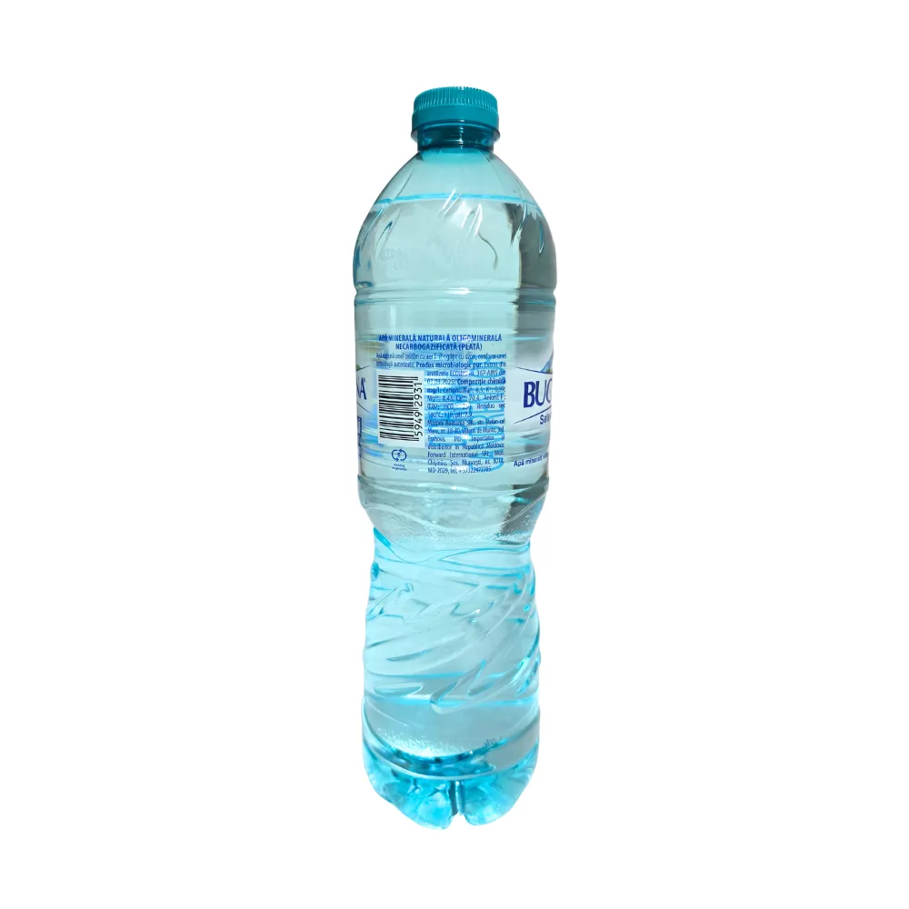 Eticheta apei minerale naturale plate Bucovina 1 L cu compoziția chimică