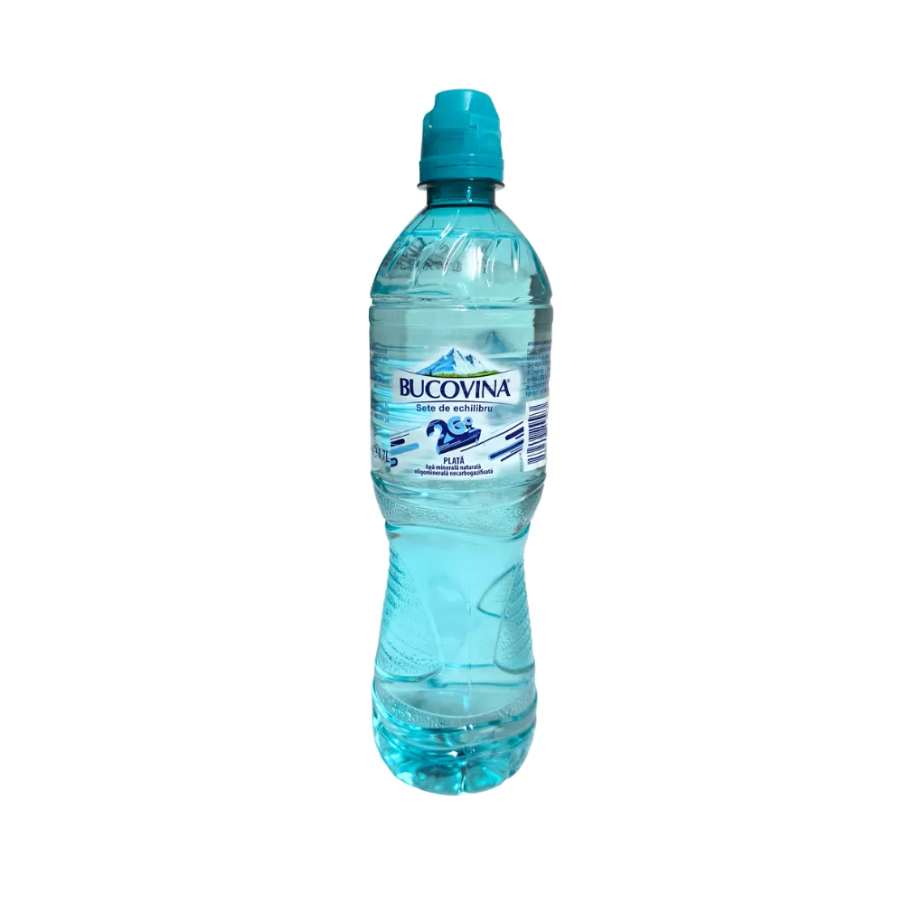 Apă minerală naturală plată Bucovina SportCup 700 ml PET cu dop sport