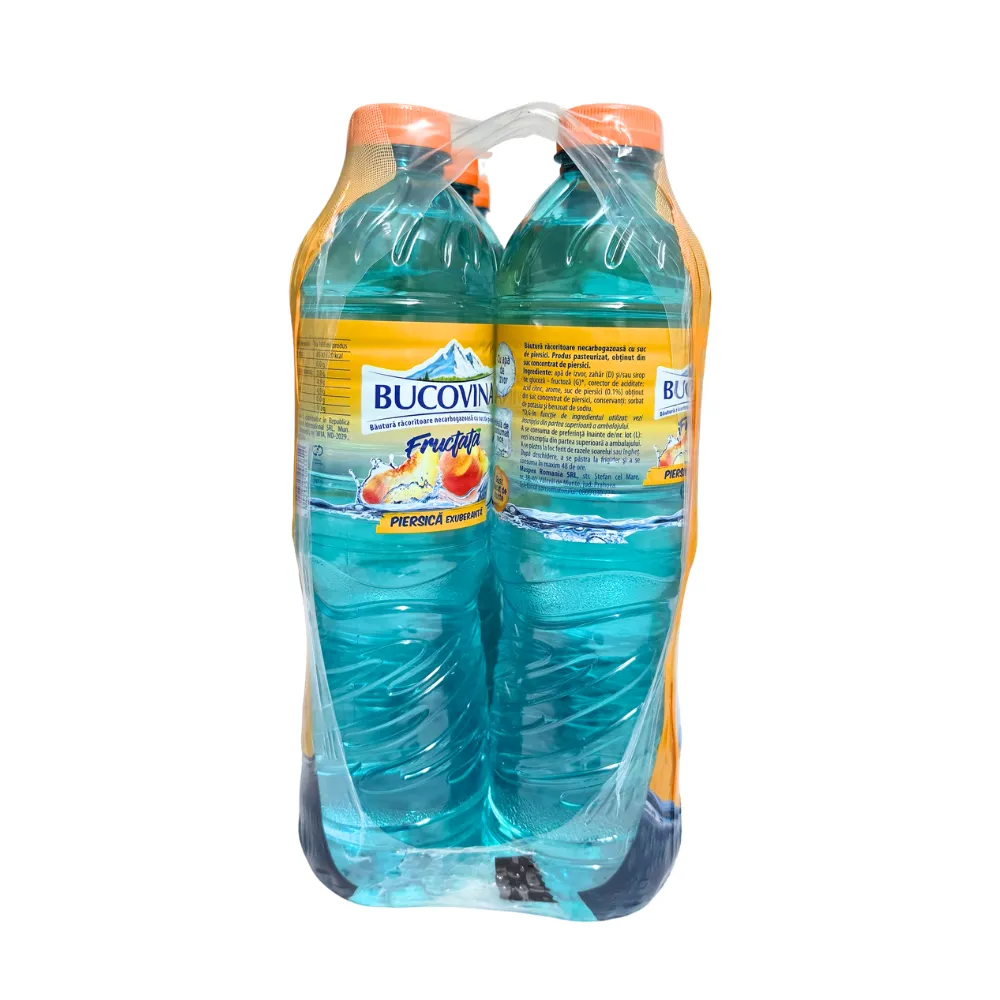 Bax apă Bucovina Fructată cu aromă de piersică 1,5 L PET, vedere laterală