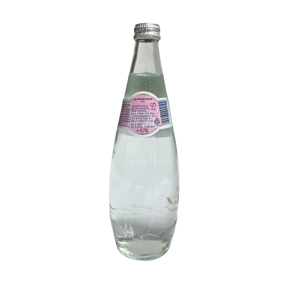Etichetă sticlă apă minerală naturală plată Perla Harghitei 0.75L