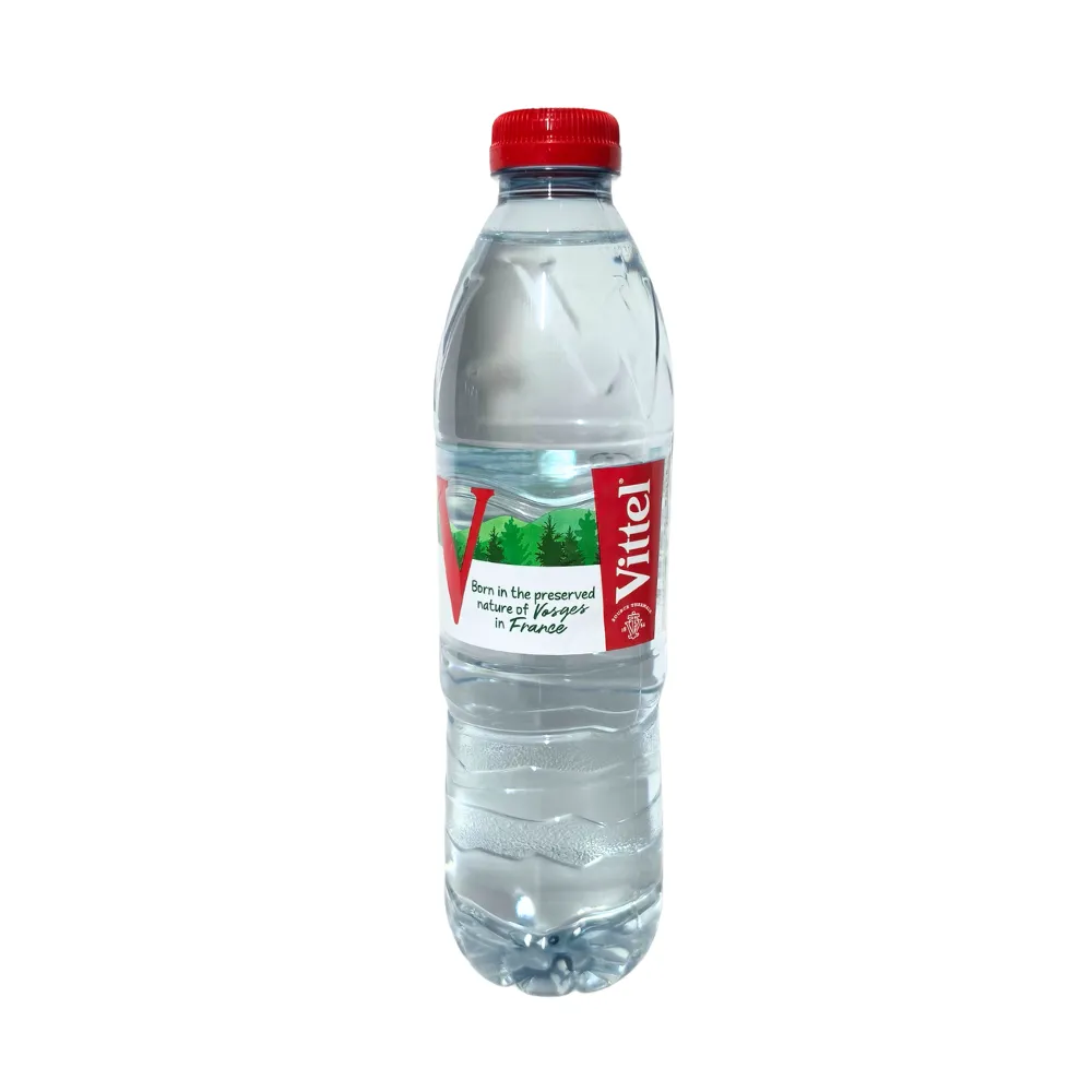 Sticlă PET Vittel apă minerală plată 500ml – apă naturală din munții Vosges, Franța