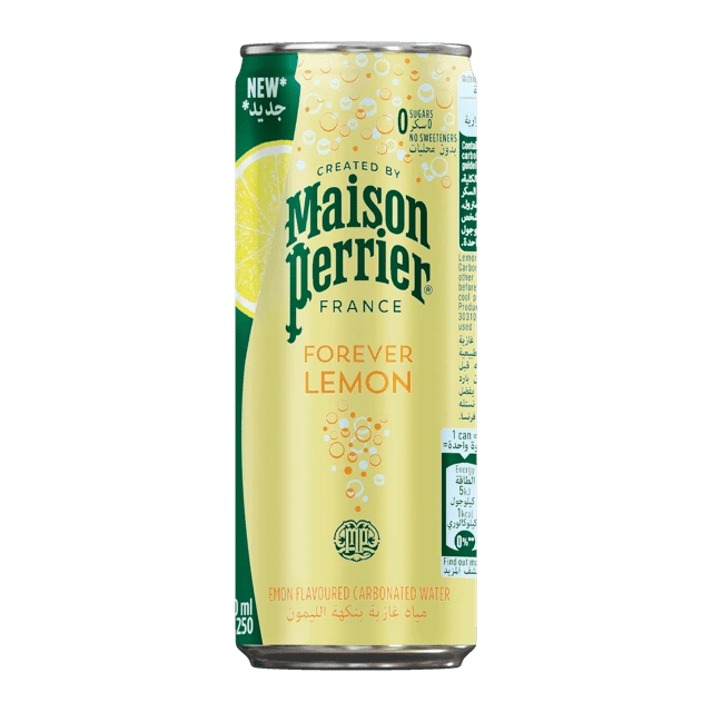 Perrier Lemon 250ml – apă carbogazoasă, doză cu lămâie
