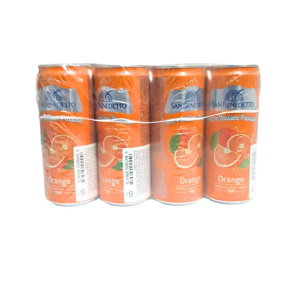Bax 24 doze San Benedetto Orange 100% Italian Passion, suc carbogazos de portocale 330ml, vedere laterală