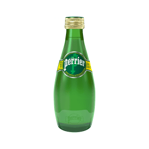 Perrier Apă Minerală Carbogazoasă 330 ml sticlă – apă minerală premium cu bule naturale disponibilă pe CasaApeiMinerale.ro cu livrare în Arad