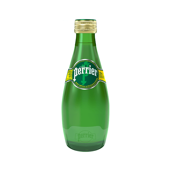 Perrier Apă Minerală Carbogazoasă 330 ml sticlă – apă minerală premium cu bule naturale disponibilă pe CasaApeiMinerale.ro cu livrare în Arad