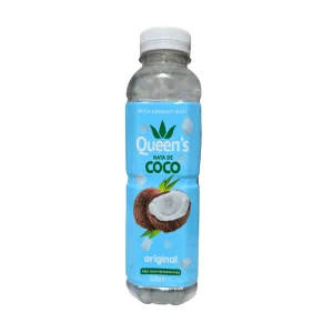 Sticlă PET Queen Nata de Coco Original 500ml, băutură răcoritoare cu bucăți de nucă de cocos, disponibilă pe casaapeiminerale.ro