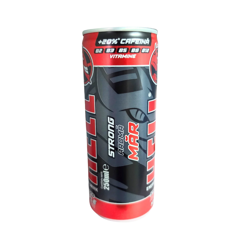 Eticheta dozei Hell băutură energizantă cu aromă de măr verde 250ml