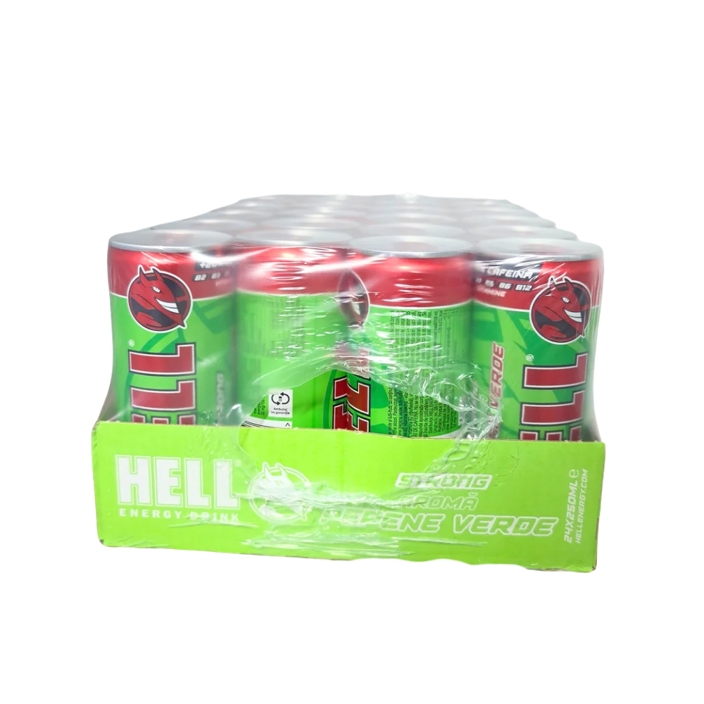 Bax Hell băutură energizantă cu aromă de pepene verde 250ml, vedere laterală
