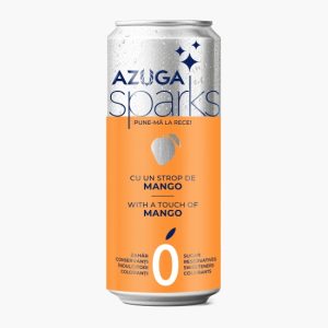 Băutură răcoritoare cu gust de mango Azuga Sparks, 0 calorii, 330 ml, doză