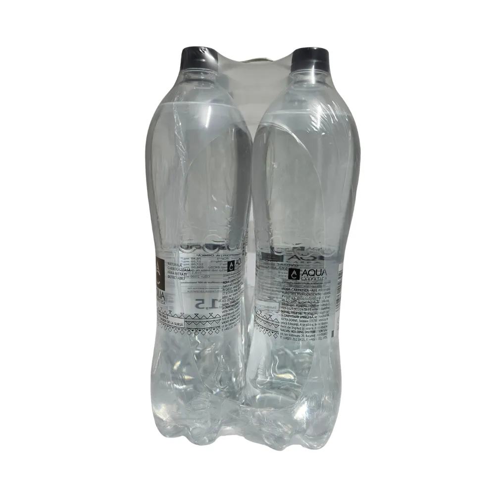 Bax lateral cu sticle Aqua Carpatica Forte apă minerală naturală carbogazoasă 1.5L PET