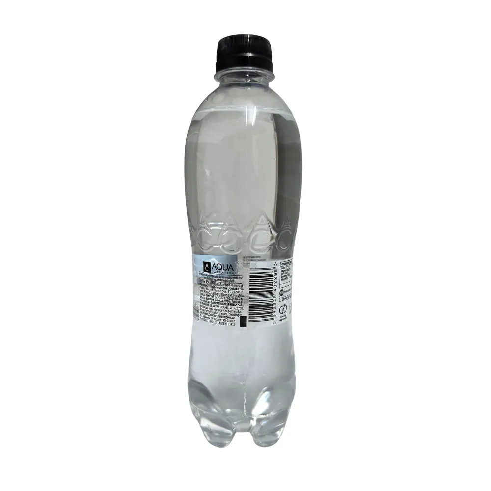 Etichetă sticlă apă minerală naturală Aqua Carpatica 500ml PET