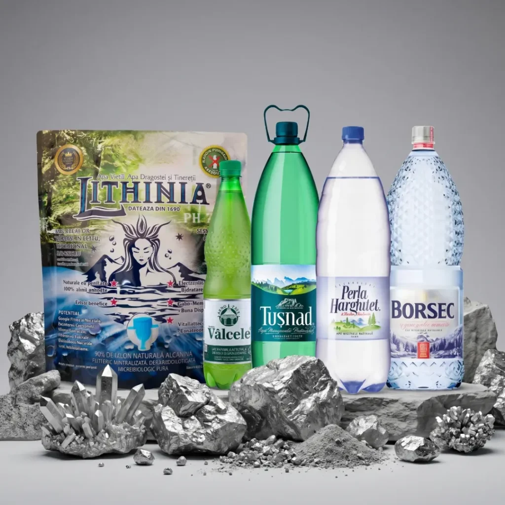 Sticle cu apă minerală bogată în magneziu recomandată pentru hidratare și aport natural de minerale