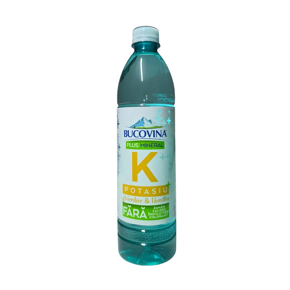 Bucovina Plus Mineral Potasiu cu aromă de lămâie și ghimbir, 0.7L, PET