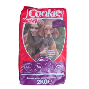Hrană uscată Cookie pentru câini cu vită, pungă 2kg, vedere din față