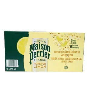 Maison Perrier Lemon la bax, 10 doze de 250 ml – apă minerală carbogazoasă cu aromă de lămâie