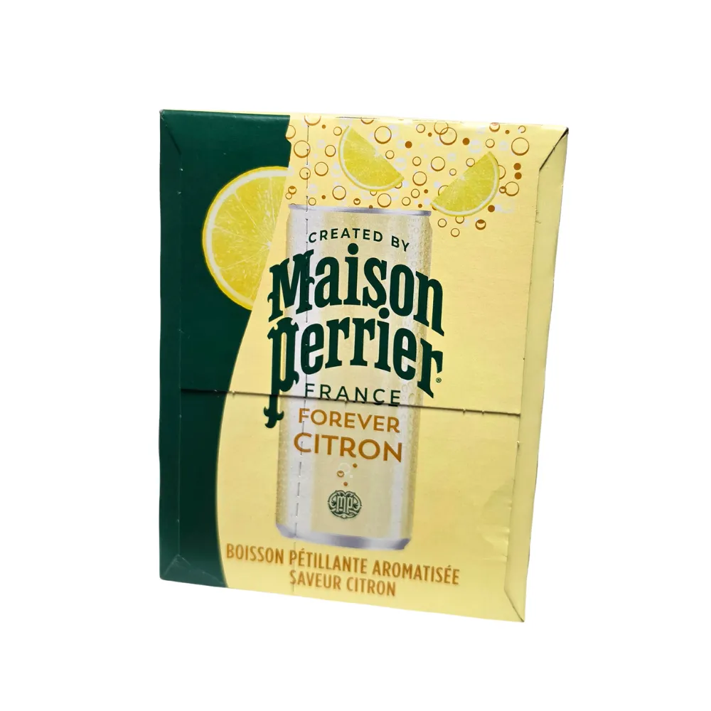Bax Maison Perrier Lemon, 10 doze x 250 ml – vedere laterală