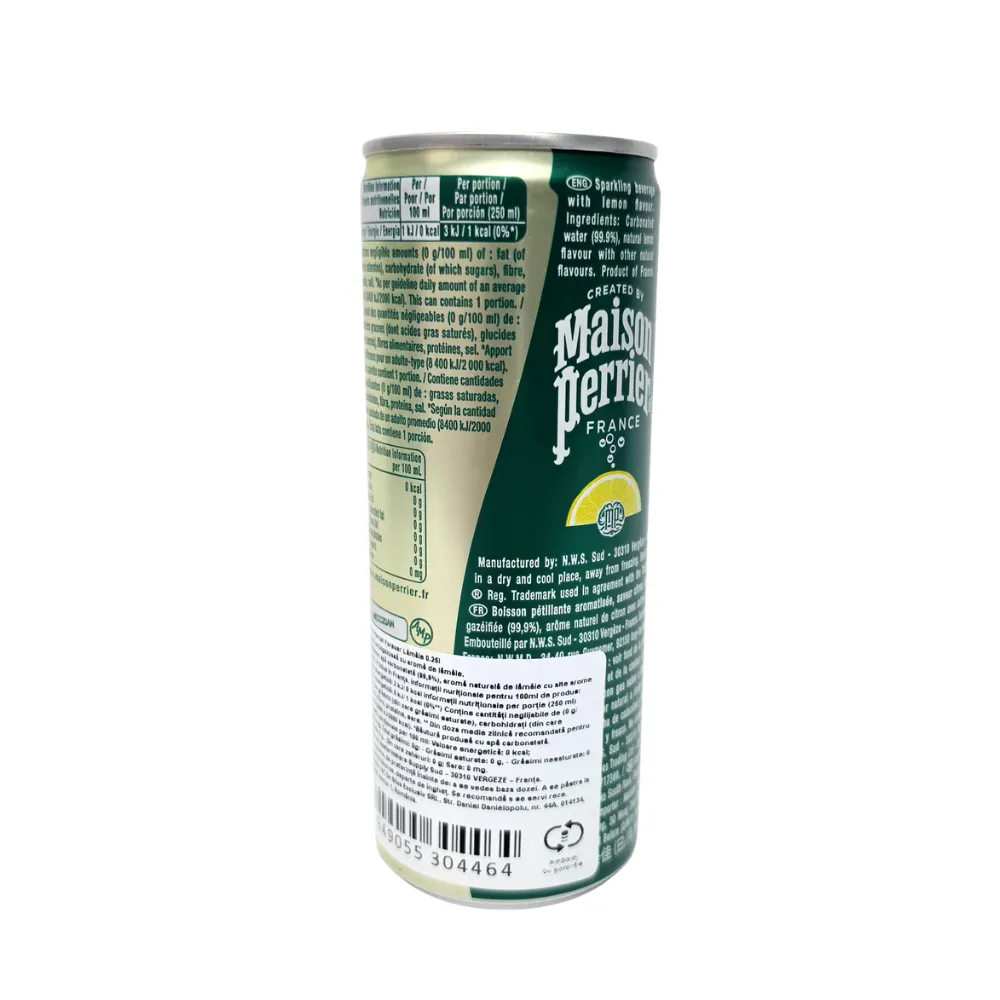 Eticheta Maison Perrier Lemon, doză 250 ml – ingrediente și informații nutriționale