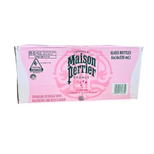 Maison Perrier Raspberry Rose la bax, 24 sticle de 330 ml – apă carbogazoasă cu zmeură și trandafir